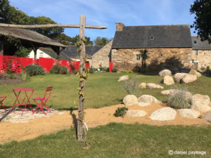 rouge - panneau - alu - pergola - bois - grou - roches